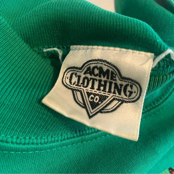 Vintage Looney Tunes Embroidered Large Mock Neck long sleeve shirt green - Picture 3 of 14